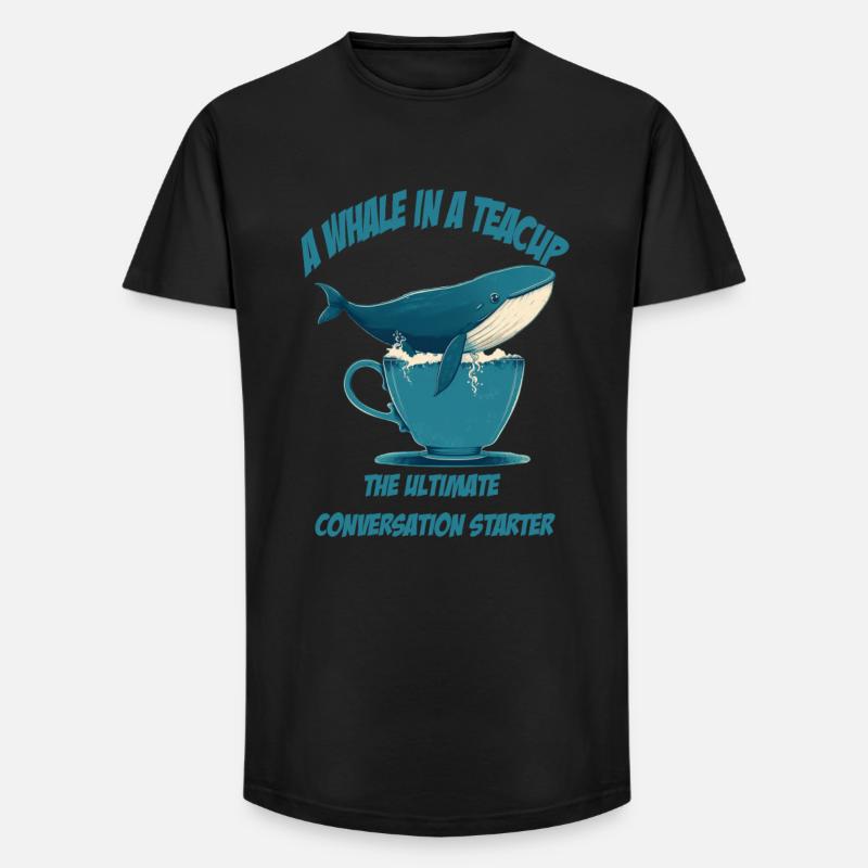 Wal in Teetasse conversation starter - Long Fit Männer T-Shirt - Schwarz