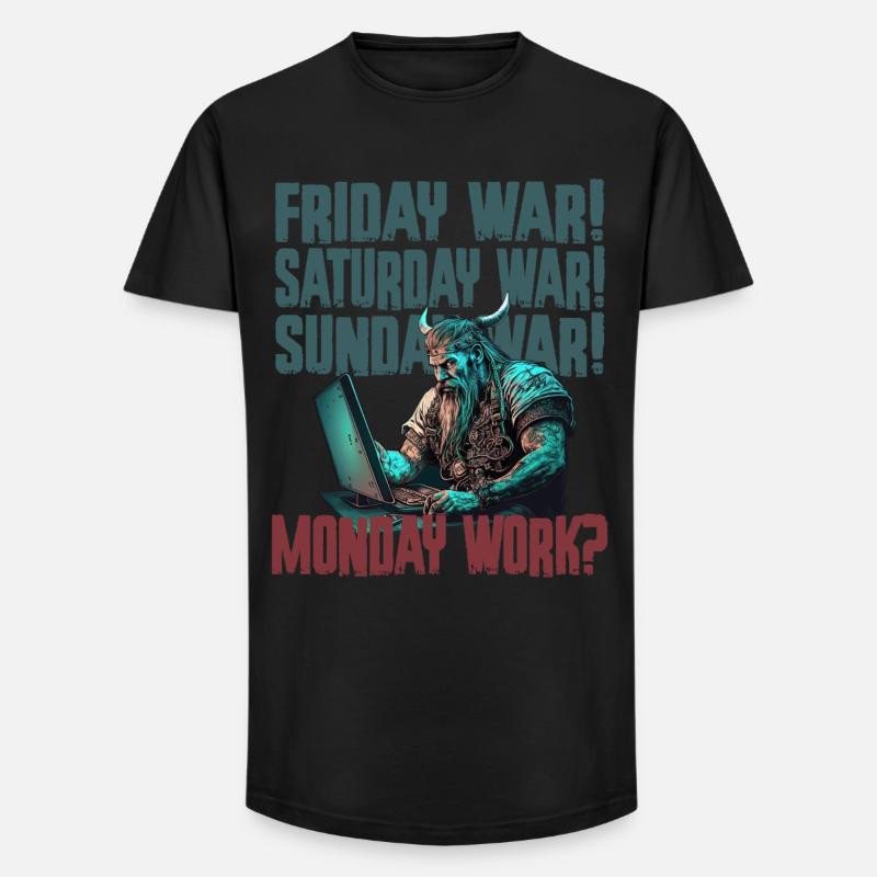 Monday work Programier-Wikinger - Long Fit Männer T-Shirt - Schwarz