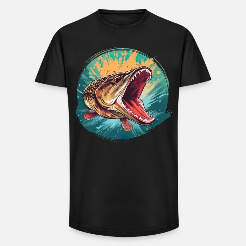Luccio - T-shirt uomo a vestibilità lunga - nero