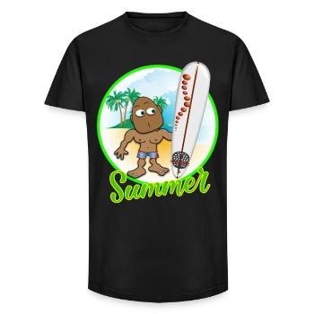 Été 2023 - T-shirt coupe longue homme - noir - Devant - AI Model Male 185 light (185cm)