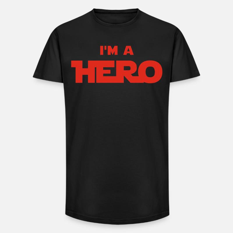 Ich bin ein Held (rot) - Long Fit Männer T-Shirt - Schwarz