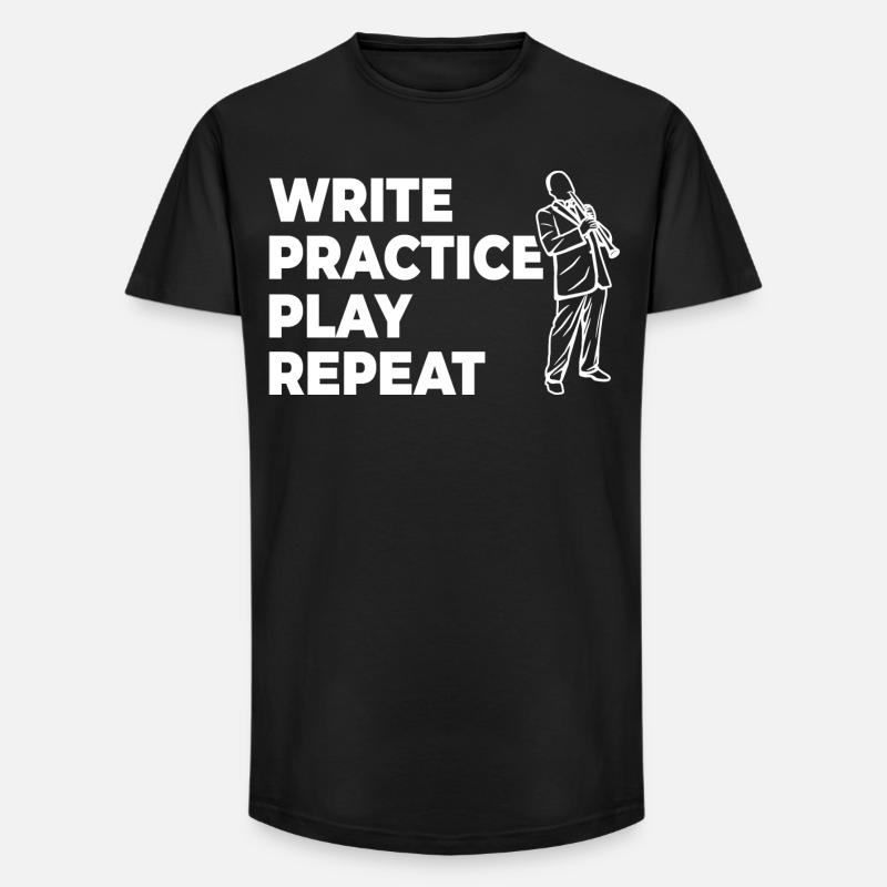 Writing, practicing, playing, repeating - Long Fit Men's T-Shirt - black