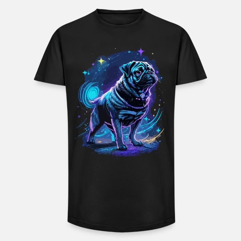 Mops Mitternachtszauber - Long Fit Männer T-Shirt - Schwarz