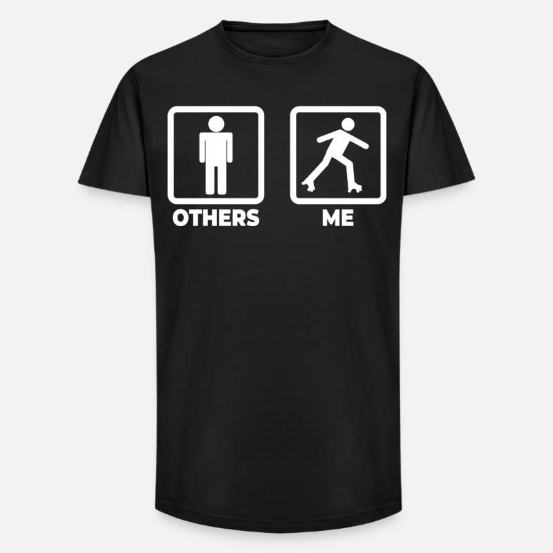 Roller Skater Strichmännchen - Long Fit Männer T-Shirt - Schwarz