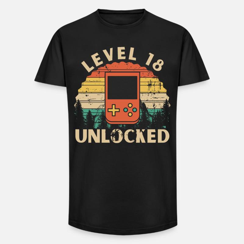 Level 18 freigeschaltet - Long Fit Männer T-Shirt - Schwarz