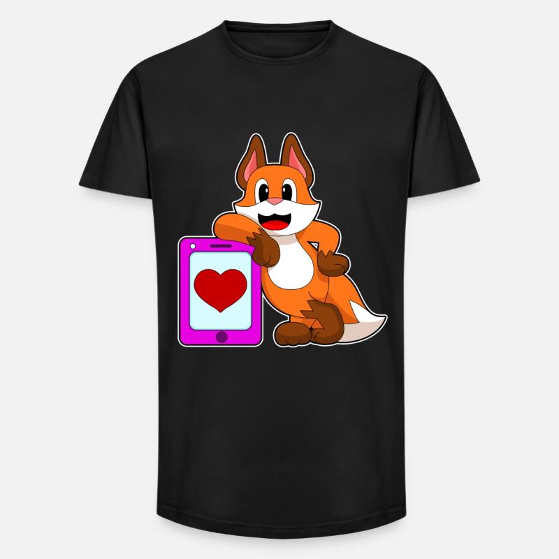 Fuchs Herz - Long Fit Männer T-Shirt - Schwarz