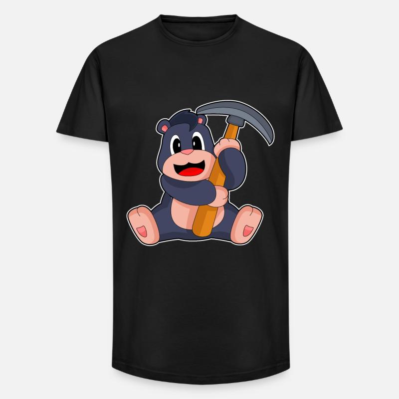Mole Miner Pickaxe Mining - Long Fit Men's T-Shirt - black