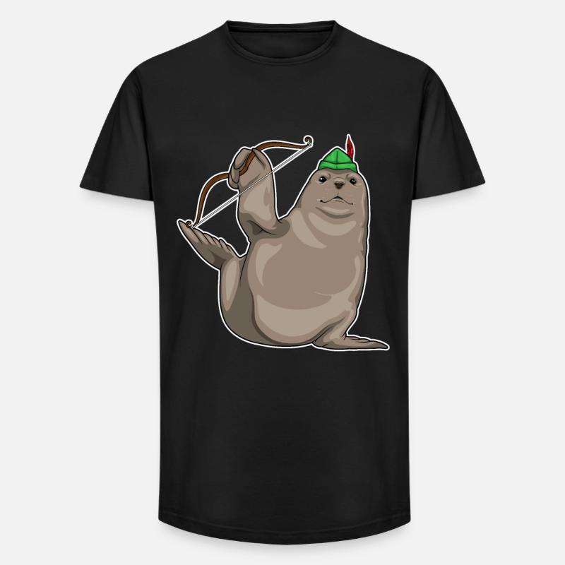 Seehund Bogenschütze Bogen - Long Fit Männer T-Shirt - Schwarz