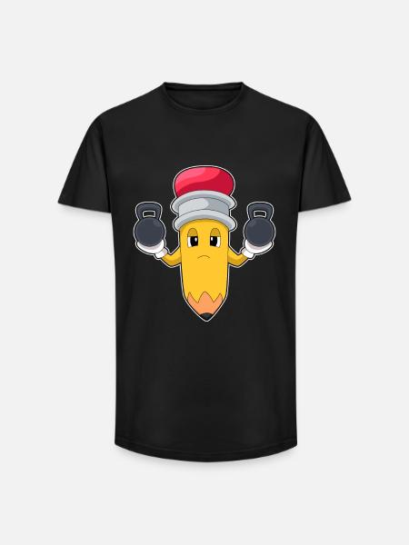 Pencil Bodybuilder Dumbbells Bodybuilding - T-shirt coupe longue homme - noir