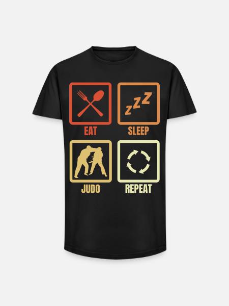 Eat Sleep Judo Repeat - Long Fit Männer T-Shirt - Schwarz