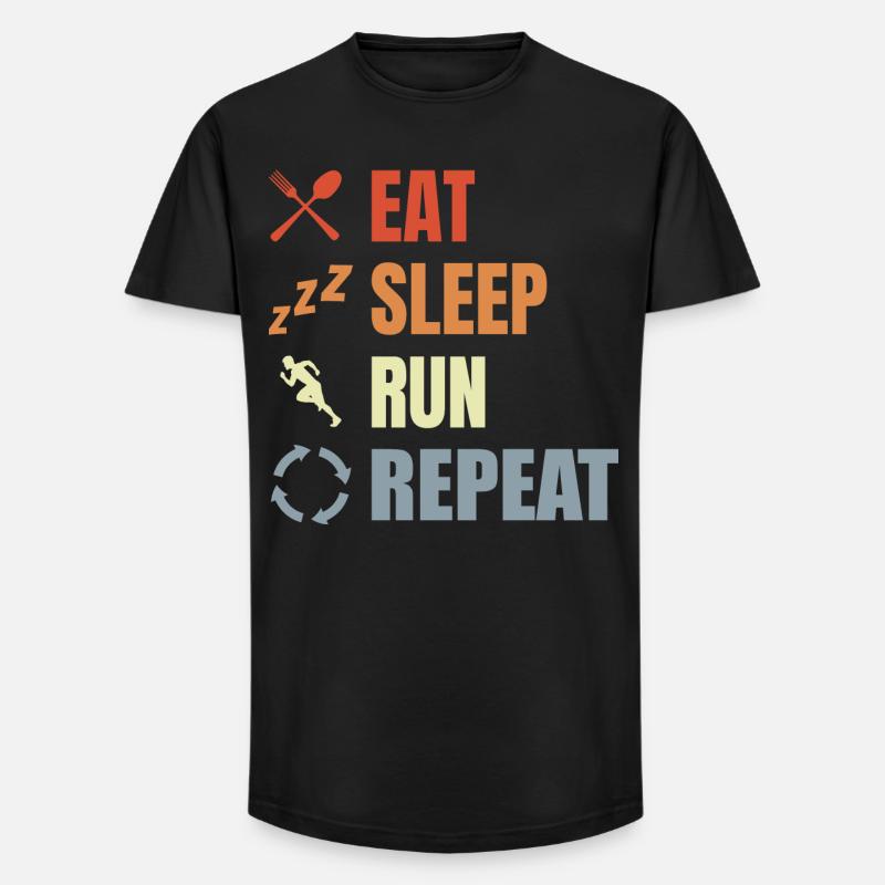 Eating, sleeping, running, repeating - Long Fit Men's T-Shirt - black