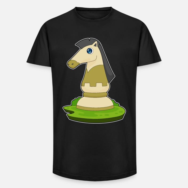 Schachfigur Springer Schach - Long Fit Männer T-Shirt - Schwarz