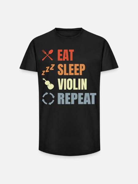 Food Sleep Violin Repeat - Long Fit Men's T-Shirt - black