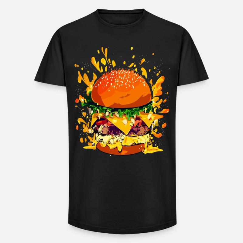 Extravaganter Cheeseburger mit Käse Splatter - Long Fit Männer T-Shirt - Schwarz