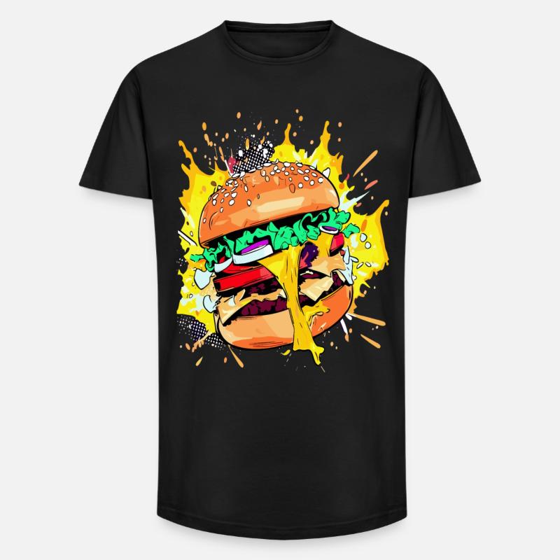 Extra Käse Burger Cheeseburge - Long Fit Männer T-Shirt - Schwarz