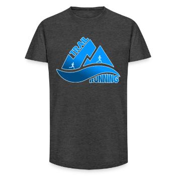 Trail Running Berge Mann Frau - Long Fit Männer T-Shirt - Anthrazit - Vorne - AI Model Male 185 light (185cm)