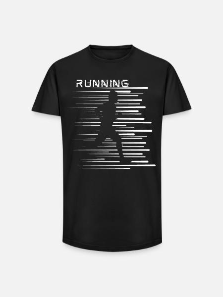 Courir, facile, actif, courir, rayures cool - T-shirt coupe longue homme - noir
