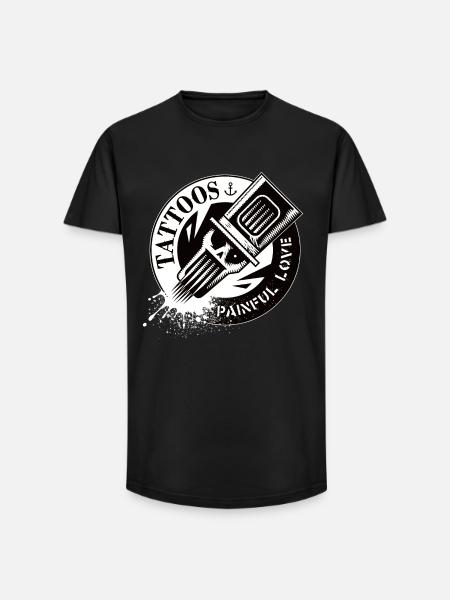 TATTOOS PAINFUL LOVE - Long Fit Men's T-Shirt - black