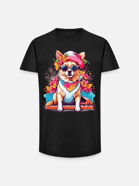 Dog with Piano - Long Fit Men's T-Shirt - black