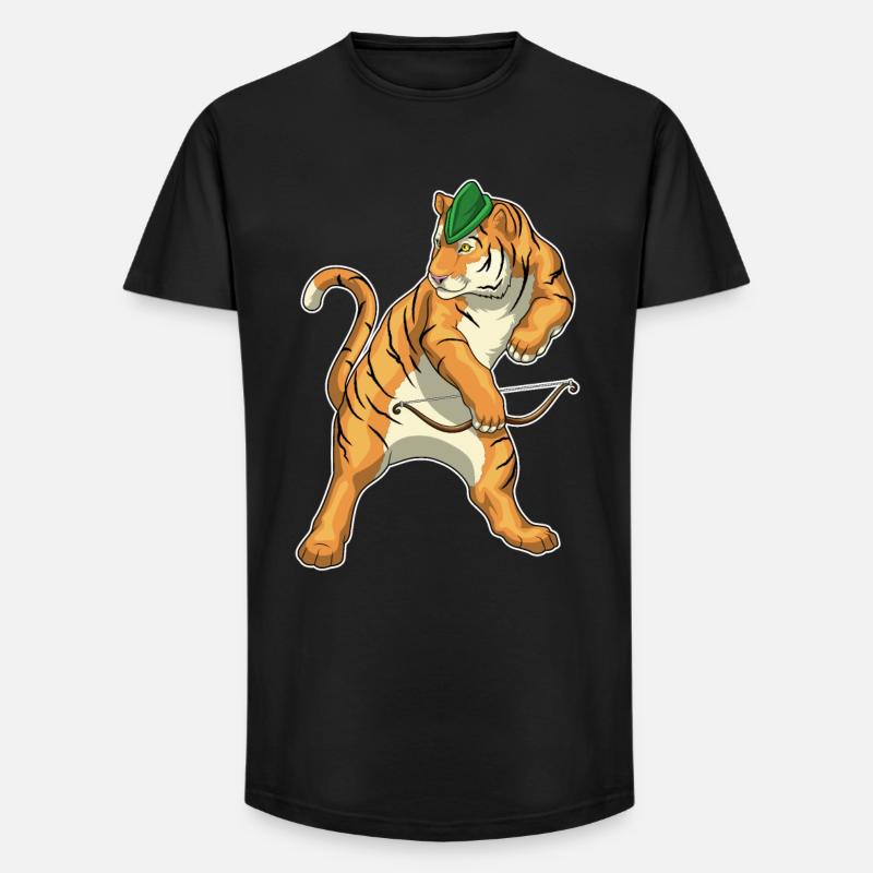 Tiger Bogenschütze Bogen - Long Fit Männer T-Shirt - Schwarz
