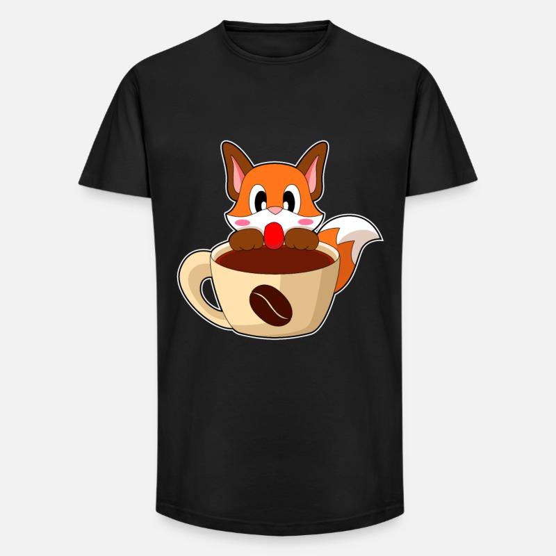 Fuchs Kaffee Tasse - Long Fit Männer T-Shirt - Schwarz