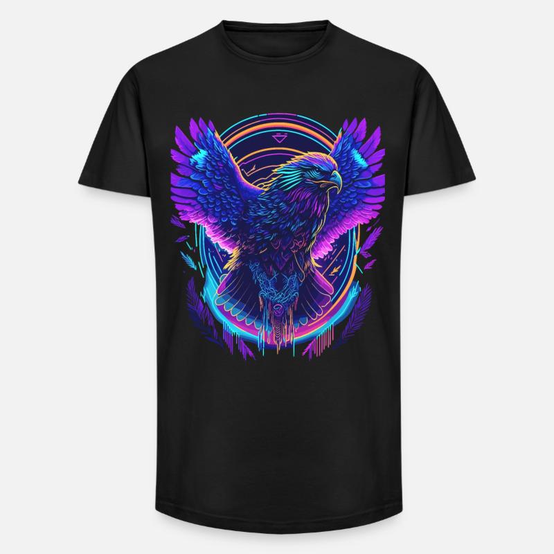 Flying Eagle Synthwave - Long Fit Men's T-Shirt - black
