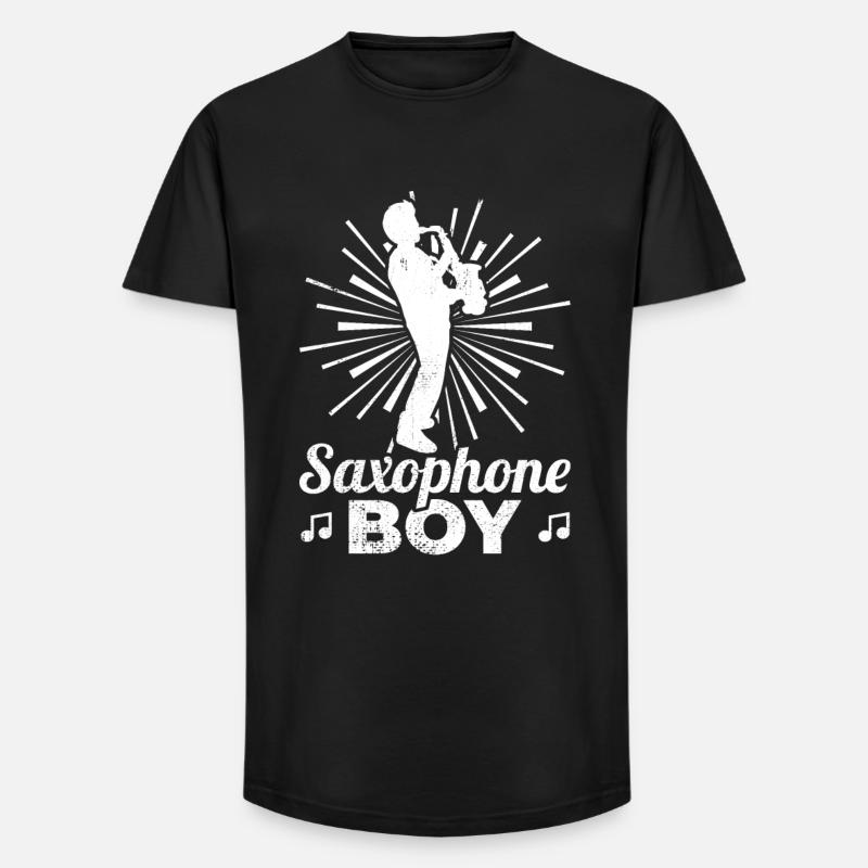 Saxophon Junge - Long Fit Männer T-Shirt - Schwarz