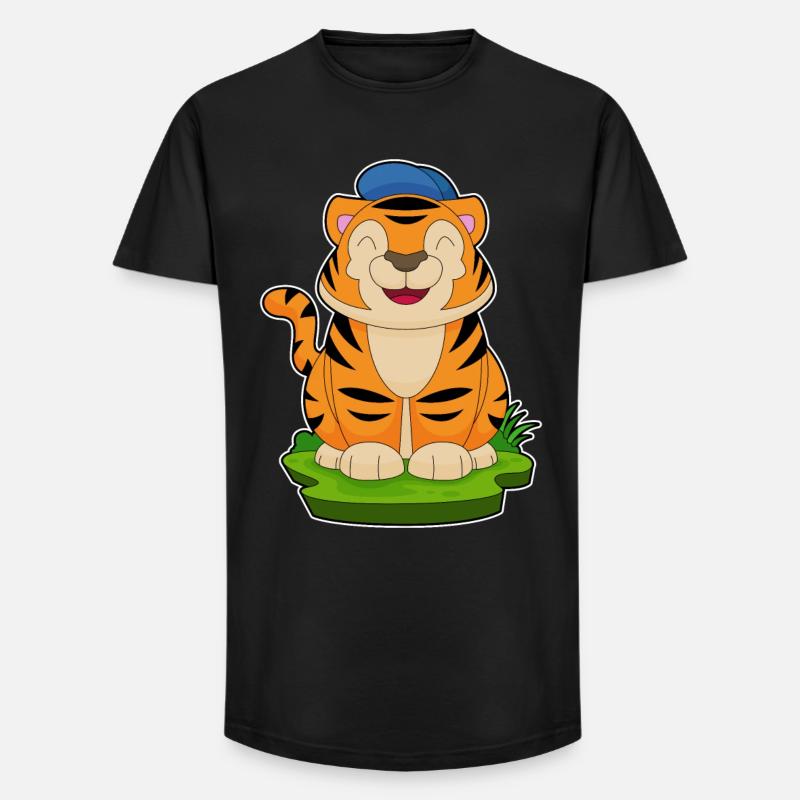 Tiger Cap - Long Fit Männer T-Shirt - Schwarz