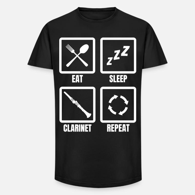 Eat Sleep Clarinet Repeat - Long Fit Männer T-Shirt - Schwarz