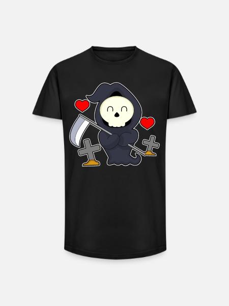 Grim Reaper Halloween Grave - Long Fit Men's T-Shirt - black