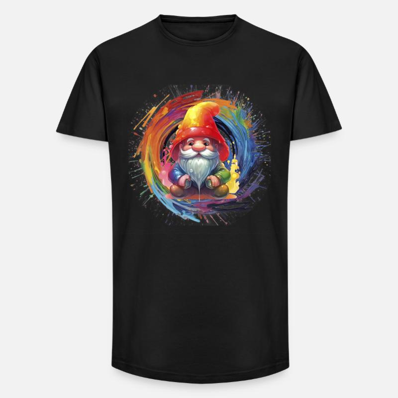 Bunter Weihnachtszwerg Zauberer - Long Fit Männer T-Shirt - Schwarz