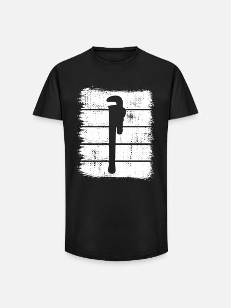 Water Pipe Wrench Sketch - Long Fit Men's T-Shirt - black