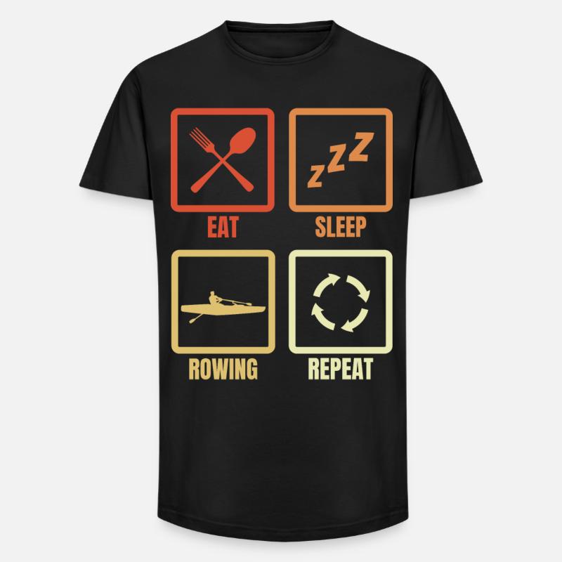 Eat Sleep Rowing Repeat - Long Fit Männer T-Shirt - Schwarz