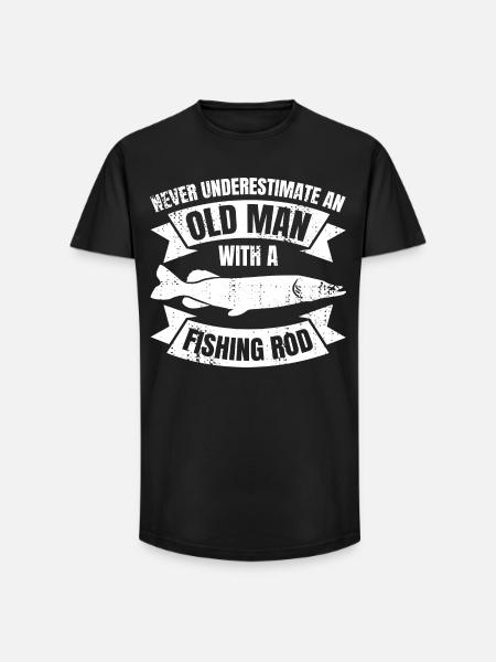 Fischer Opa - Long Fit Männer T-Shirt - Schwarz