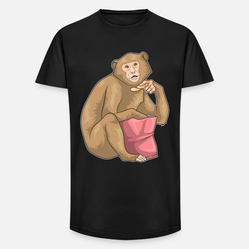 Affe Chips Chipstüte - Long Fit Männer T-Shirt - Schwarz