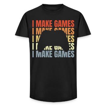 Dicton du développeur de jeux - T-shirt coupe longue homme - noir - Devant - AI Model Male 185 light (185cm)