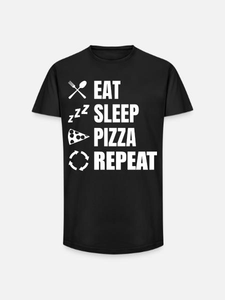 Manger Dormir Pizza Répéter - T-shirt coupe longue homme - noir