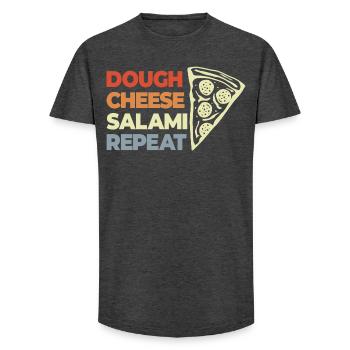 Lustiger Pizza Spruch - Long Fit Männer T-Shirt - Anthrazit - Vorne - AI Model Male 185 light (185cm)