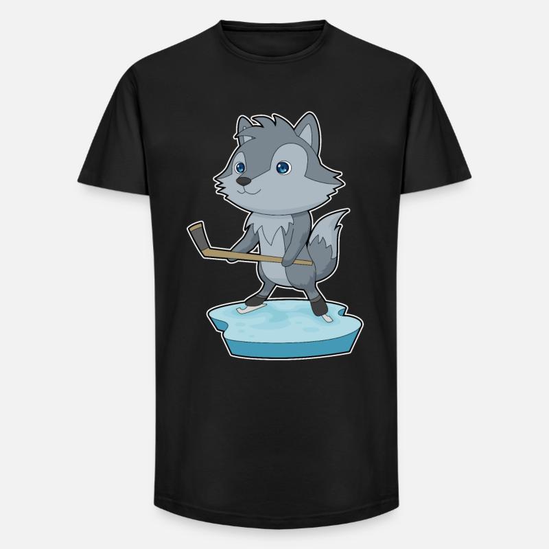 Wolf Eishockey Eishockeyschläger - Long Fit Männer T-Shirt - Schwarz