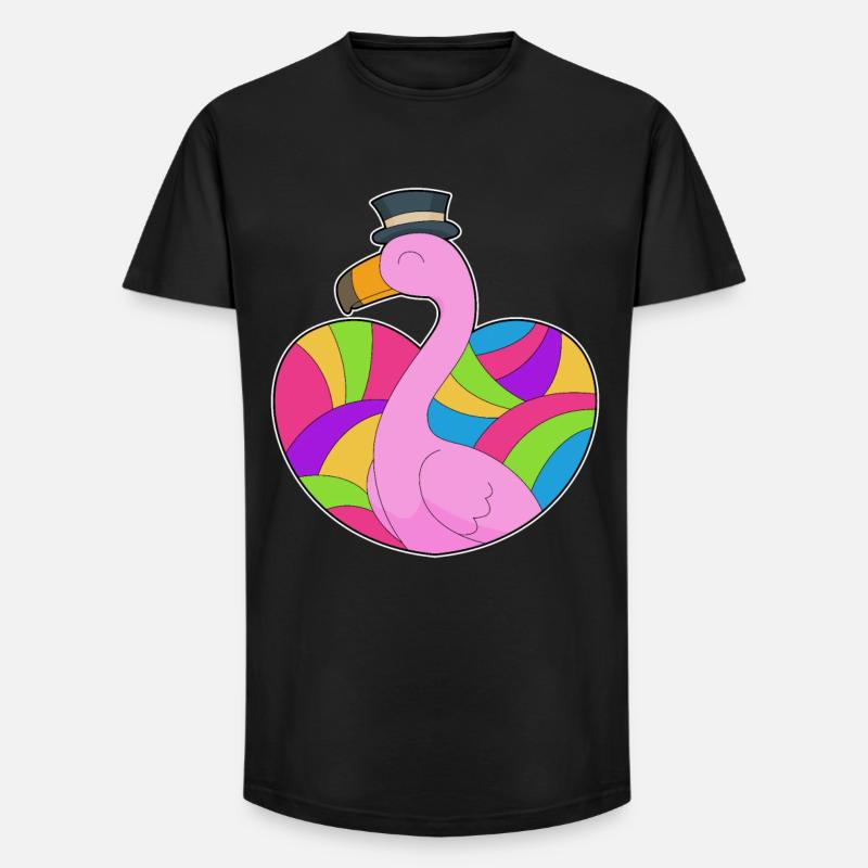 Flamingo Herz - Long Fit Männer T-Shirt - Schwarz