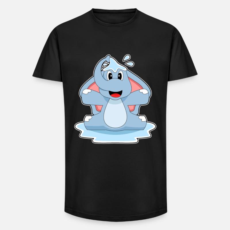 Elefant Planschen Wasser - Long Fit Männer T-Shirt - Schwarz