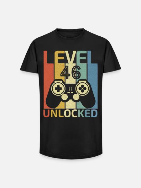 Level 46 Unlocked Funny Video Gamer 46Th Birthday - Long Fit Men's T-Shirt - black