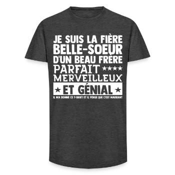 Cadeau Belle Soeur Beau Frère Humour Drôle Noël - T-shirt coupe longue homme - charbon - Devant - AI Model Male 185 light (185cm)