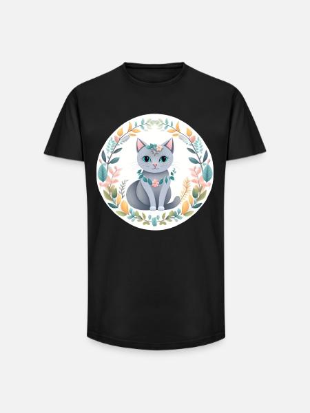 Nature Liberty Cat - Long Fit Men's T-Shirt - black