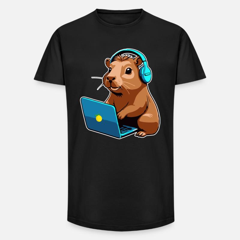 Capybara Programmierer Coder Computer - Long Fit Männer T-Shirt - Schwarz