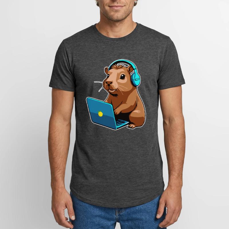 Capybara Programmer Coder Computer Long Fit Men's T-Shirt