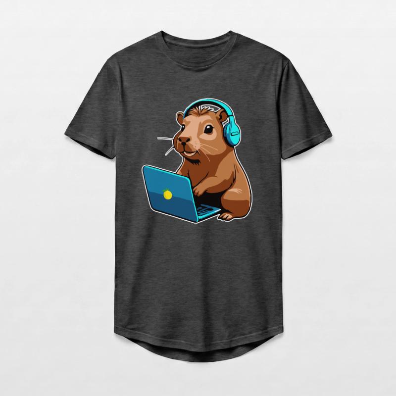 Capybara Programmer Coder Computer Long Fit Men's T-Shirt