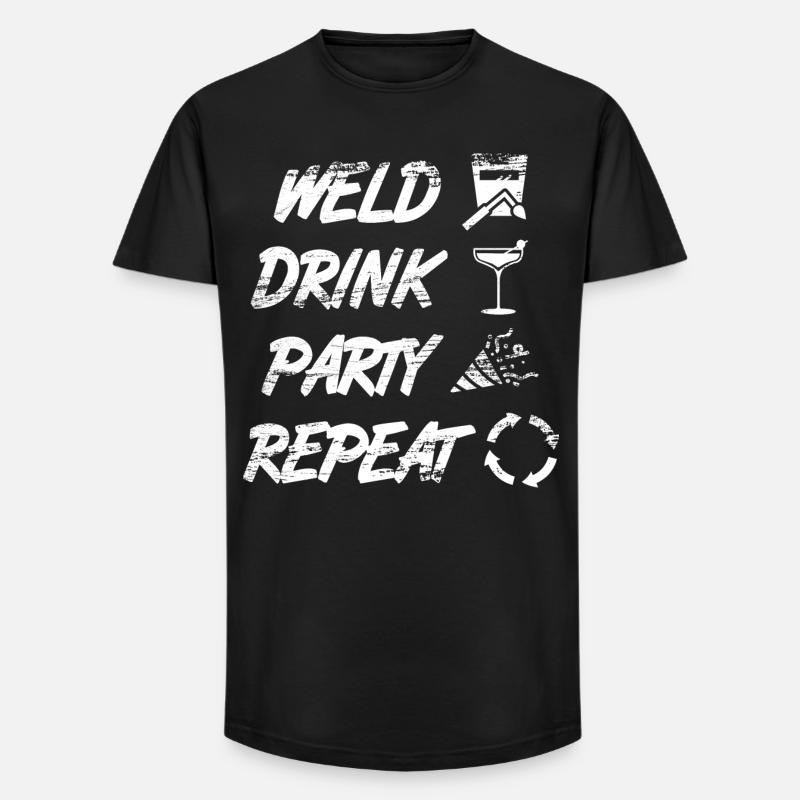welding, drinking, celebrating, repeating - Long Fit Men's T-Shirt - black