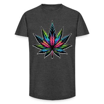 Cannabis Neon psychedelisches Design - Long Fit Männer T-Shirt - Anthrazit - Vorne - AI Model Male 185 light (185cm)