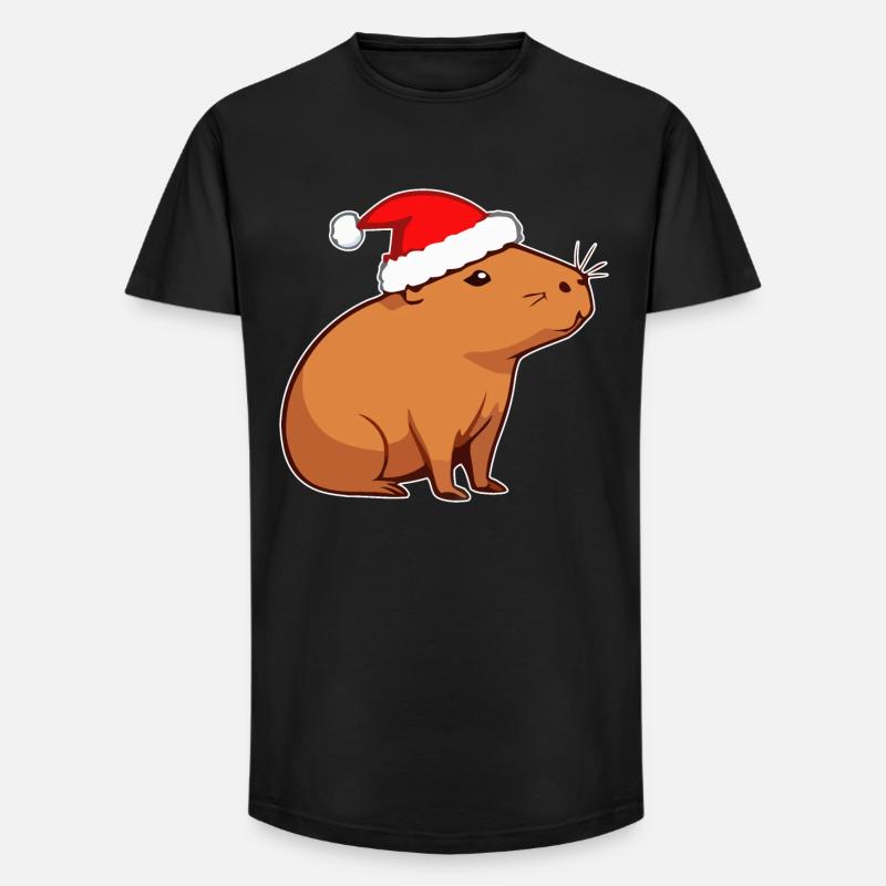 Capybara Weihnachten - Long Fit Männer T-Shirt - Schwarz
